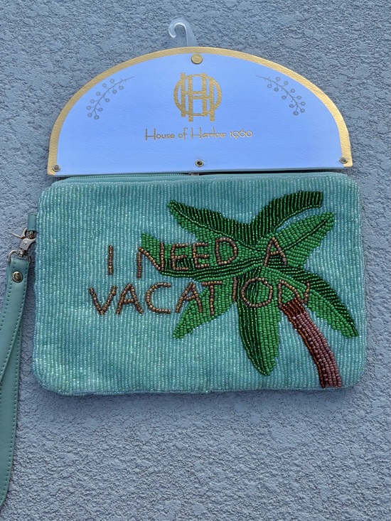 House of Harlow 1960 Handbags - XL VIRAL BEADED BAG - I NEED A VACATION 2026 -  XL WALLET/WRISTLET